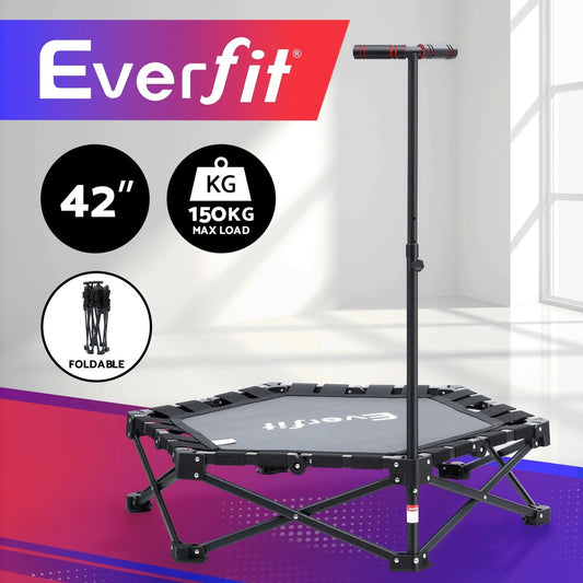Everfit Fitness Foldable Trampoline Rebounder Adjustable Handle Indoor Exercise