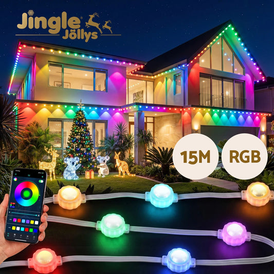 Jingle Jollys 15M Christmas Lights Permanent String Eaves Light 36 LED Decor