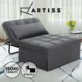 Artiss Sofa Bed Lounge Convertible Ottoman 1 Seater Couch Recliner Linen Grey