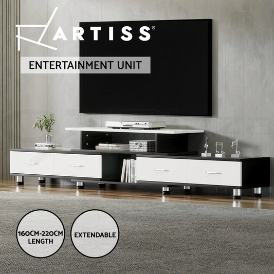Artiss TV Cabinet Entertainment Unit Extendable 160CM To 220CM 4 Drawers White