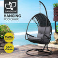 Gardeon Outdoor Egg Swing Chair Wicker Furniture Pod Stand Armrest Black