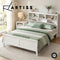 Artiss QUEEN Bed Frame with Storage Headboard Wooden Bed Base White