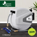 Green Fingers 30M Water Hose Reel Retractable Auto Rewind Wall-Mounted Spray Gun