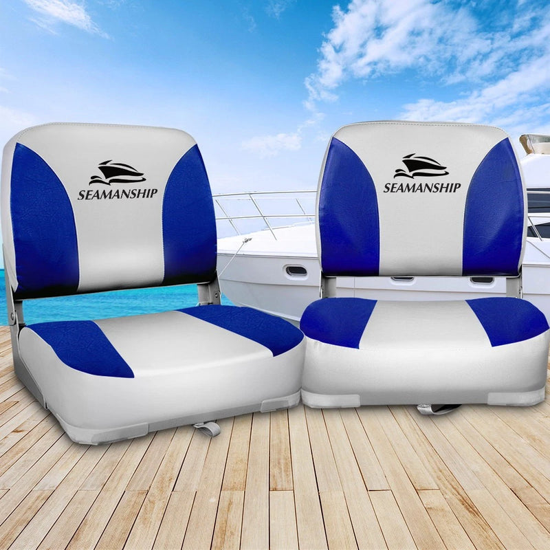 Seamanship 2X Folding Boat Seats Seat Marine Seating Set All Weather Swivels B&G