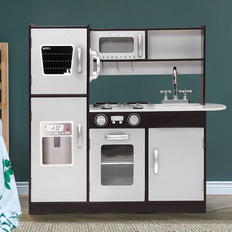 Keezi Kids Wooden Kitchen Pretend Play Sets Fridge Phone Cooking Toys Children