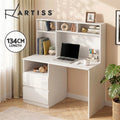 Artiss Computer Desk Office Study Desks Table Bookshelf Drawer White 120cm
