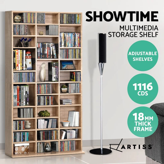 Artiss Bookshelf Display Shelves CD DVD Storage Rack Stand Bookcase Oak BERT