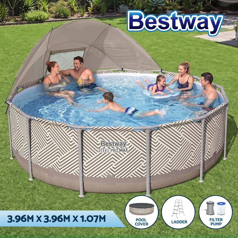 Bestway Swimming Pools Steel Above Ground Round Canopy Pool Set 3.96m x 1.07m