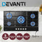 Devanti 90cm Gas Cooktop 5 Burner LPG NG Tempered Glass Hob Black