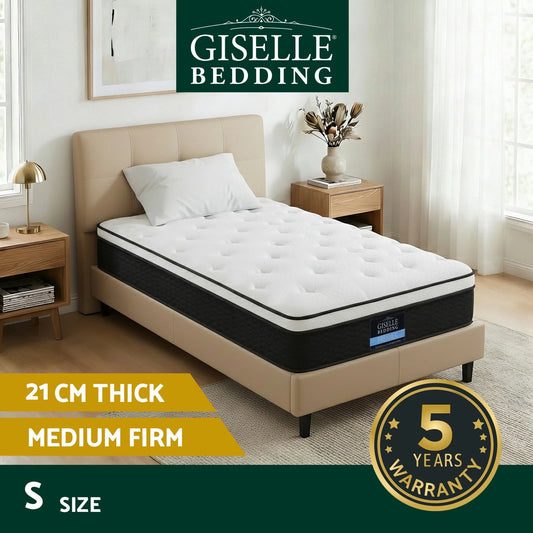 Giselle 21cm SINGLE Mattress Medium Firm Heavy Duty Bonnell Spring