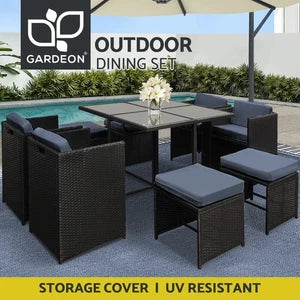 Gardeon 9 PCS Outdoor Dining Set Patio Furniture Wicker Garden Lounge Setting
