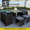 Gardeon 9 PCS Outdoor Dining Set Patio Furniture Wicker Garden Lounge Setting