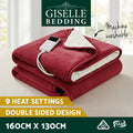 Giselle Electric Throw Rug Dual Side Fleece Flannel Heated Warm Blanket Burgundy