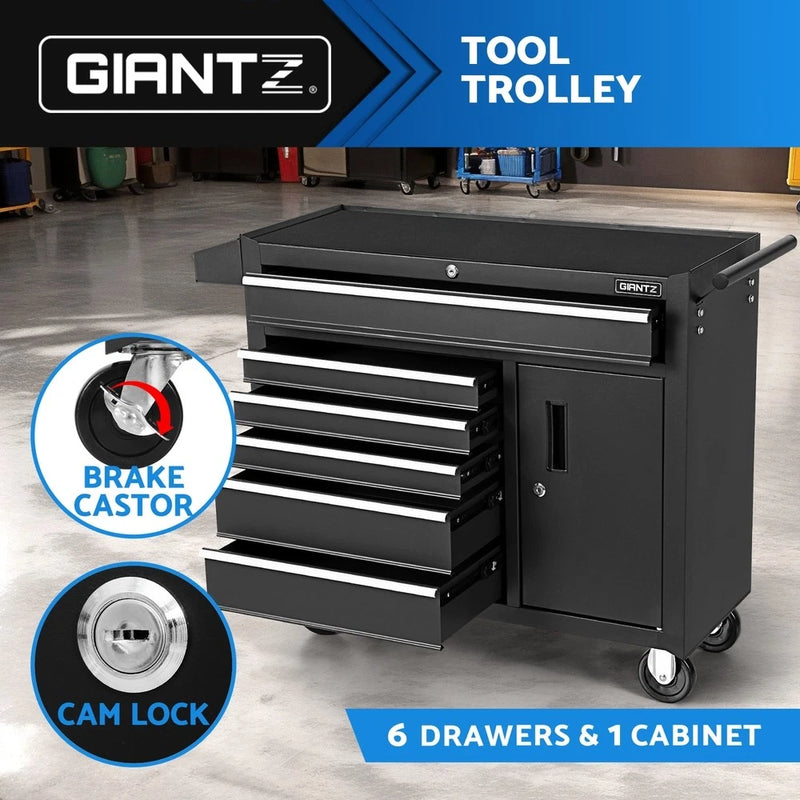 Giantz 6 Drawer Tool Box Chest Cabinet Toolbox Storage Garage Organiser Wheels