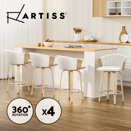 Artiss 4x Bar Stools Kitchen Dining Chairs Counter Stool Leather Padded Wooden