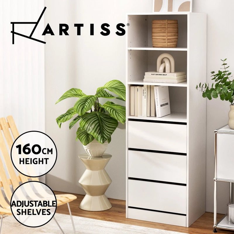 Artiss 3 Chest of Drawers Dresser Tallboy Storage Cabinet 3 Shelves White