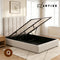 Artiss QUEEN Bed Frame Beige TETTE Upholstered Linen Gas Lift Storage
