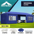 Instahut Gazebo Marquee 3x9 Wedding Party Tent Outdoor Camping Side Wall Blue