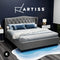 Artiss Bed Frame KING Single Size Mattress Base Wooden Platform Fabric Grey PIER