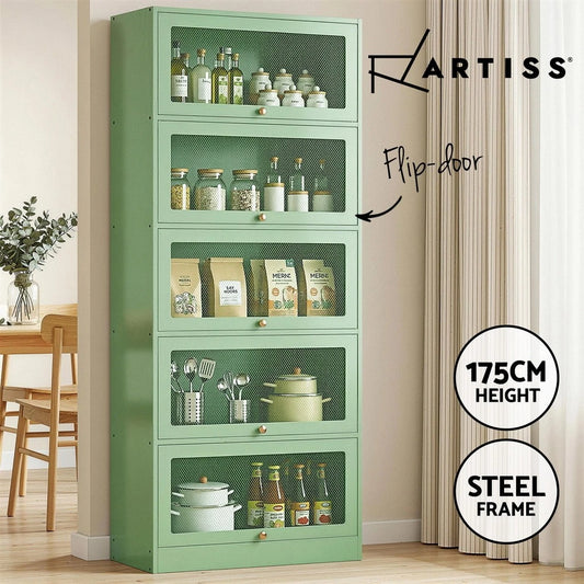 Artiss Buffet Sideboard Cupboard Cabinet Storage Mesh Doors Metal Green ELLA