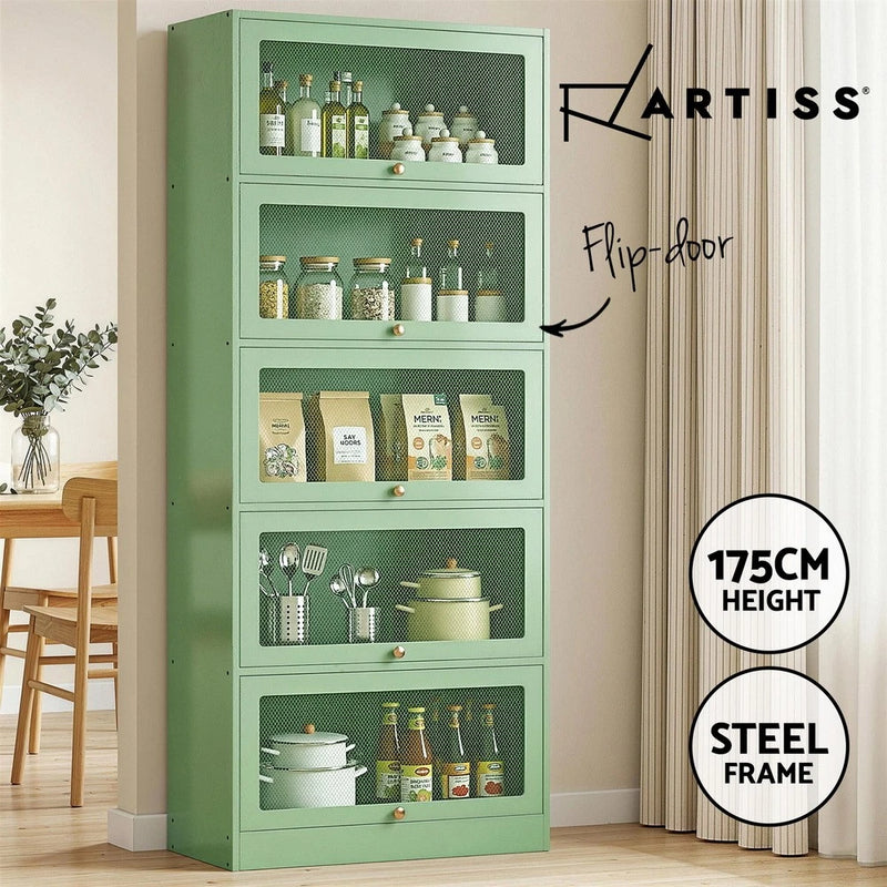 Artiss Buffet Sideboard Cupboard Cabinet Storage Mesh Doors Metal Green ELLA
