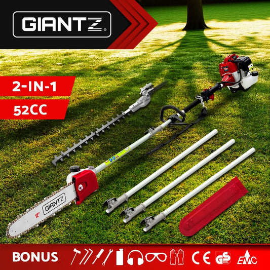 Giantz Pole Chainsaw 2 Stroke Petrol Tree Pruner Long Reach Saw Bar 2 In 1