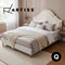 Artiss QUEEN Bed Frame Storage Scalloped Velvet Headboard Wooden Platform