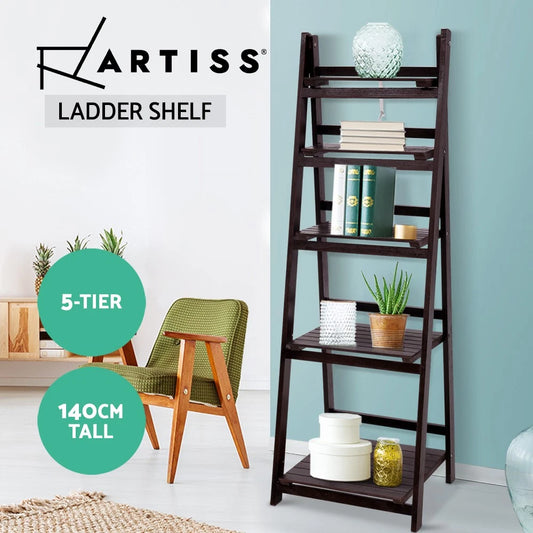 Artiss Bookshelf 5-Tier Display Book Corner Shelves Storage Bookcase Black ZANE