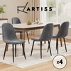 Artiss 4x Dining Chairs Cafe Lounge Kitchen Chair Upholstered Velvet Curved Grey