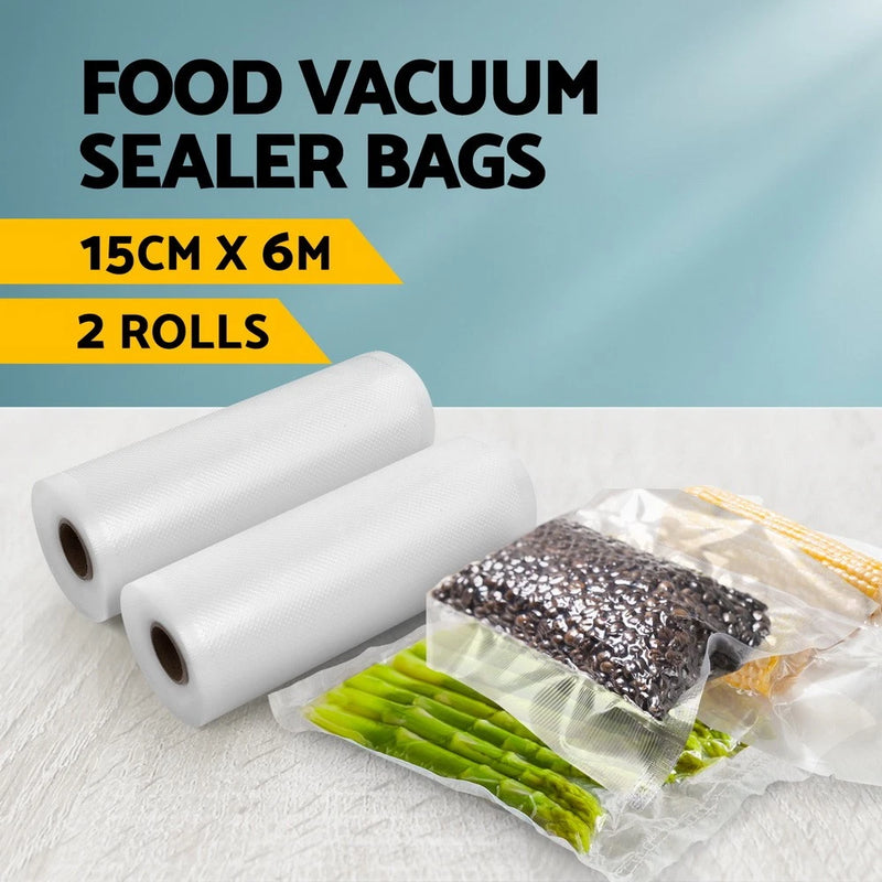 2 Rolls Food Vacuum Sealer Bags Storage Saver Heat Sealing Bag Pack 20CMX6M