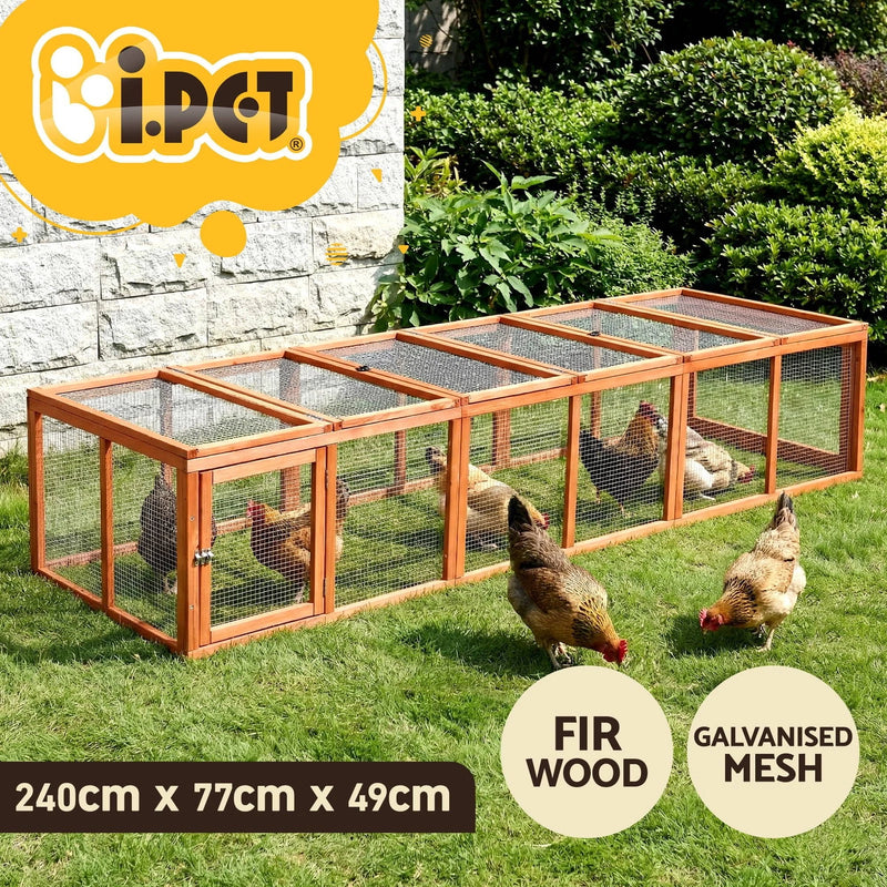 i.Pet Chicken Coop Wooden Pet Run Rabbit Hutch Large Outdoor Cage w/Play Are
