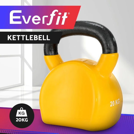 Everfit 20kg Kettlebell Set Weightlifting Bench Dumbbells Kettle Bell Gym Home