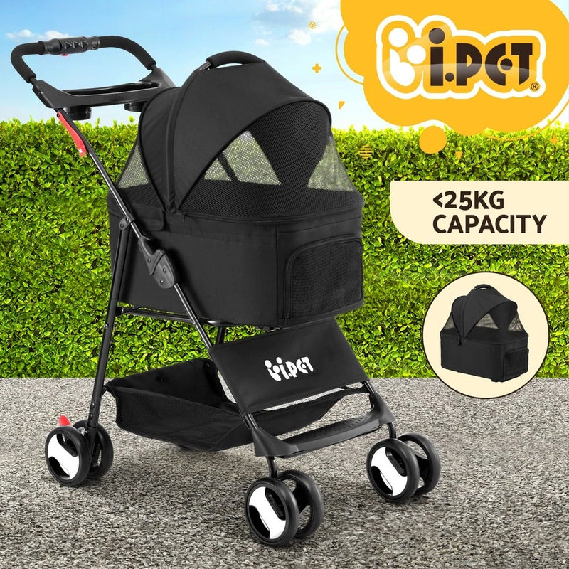 i.Pet Pet Stroller Dog Pram Large Cat Carrier Travel Pushchair Foldable 4 Wheels