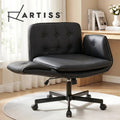 Artiss Criss Cross Legged Office Chair PU with Wheels & Adjustable Armrest Black