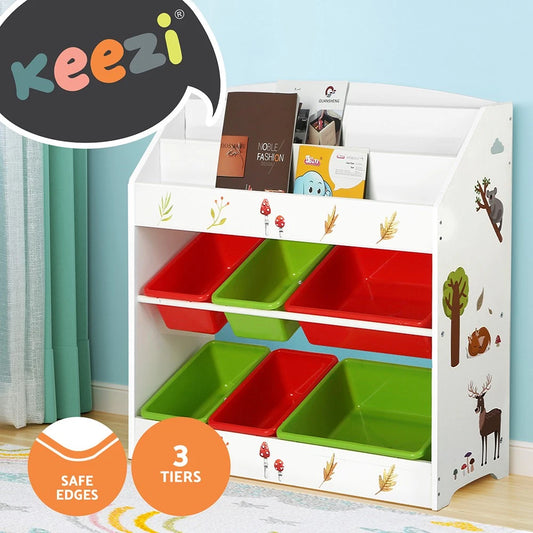 Keezi Kids Bookshelf Toy Box Organiser Children 6 Bins Display Shelf Storage Box