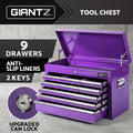 Giantz 9 Drawer Tool Box Chest Cabinet Garage Storage Organiser Steel Purple