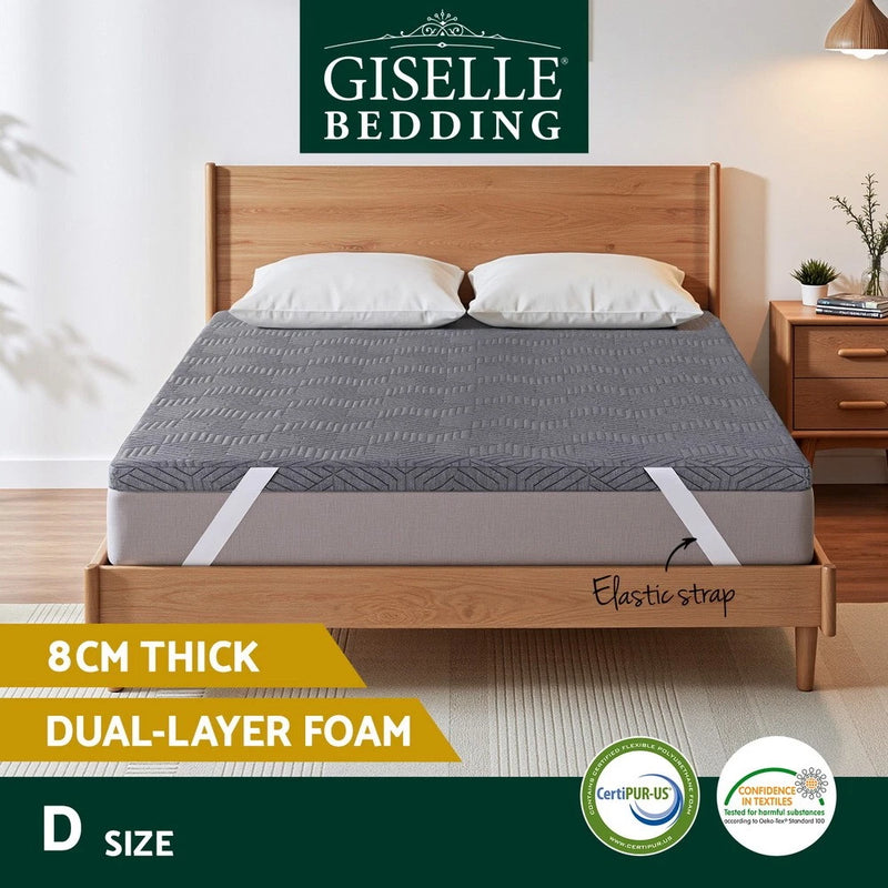 Giselle Bedding 8cm Memory Foam Mattress Topper Gel Dual Foam Bamboo DOUBLE