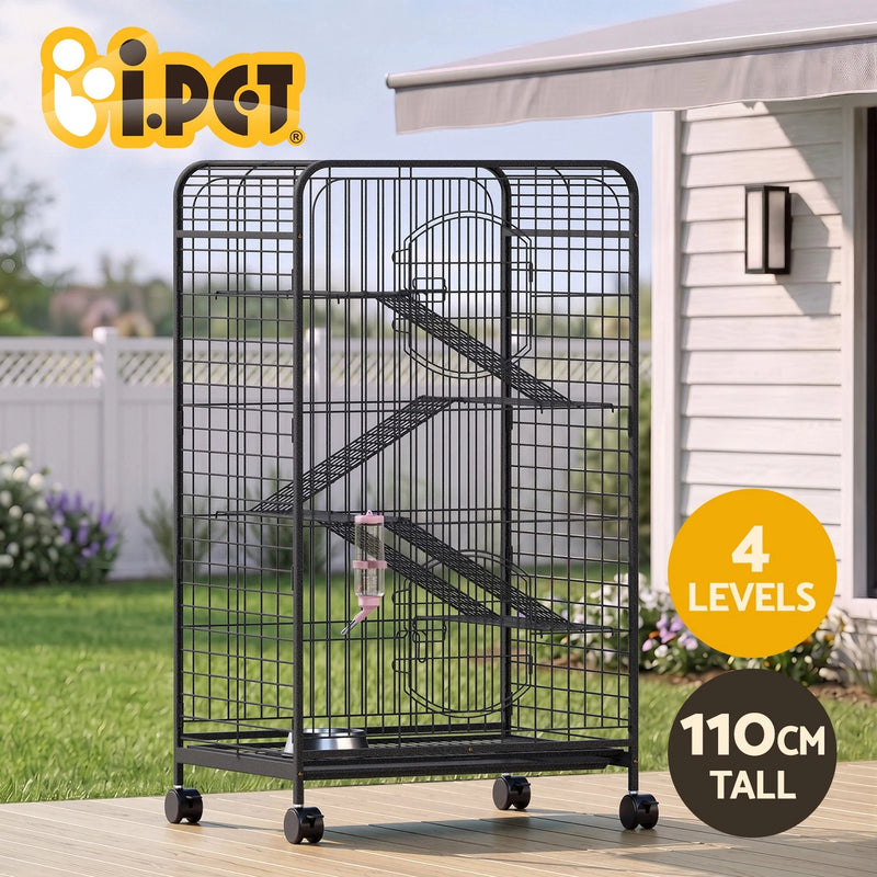 i.Pet Rabbit Cage Indoor Hutch Guinea Pig Bird Ferret Cat Hamster 110cm 4 Level