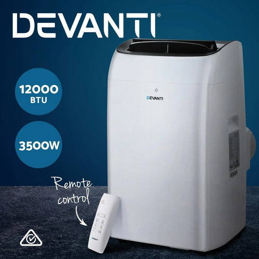 Devanti Portable Air Conditioner Cooling Mobile Fan Cooler Window Kit 12000BTU
