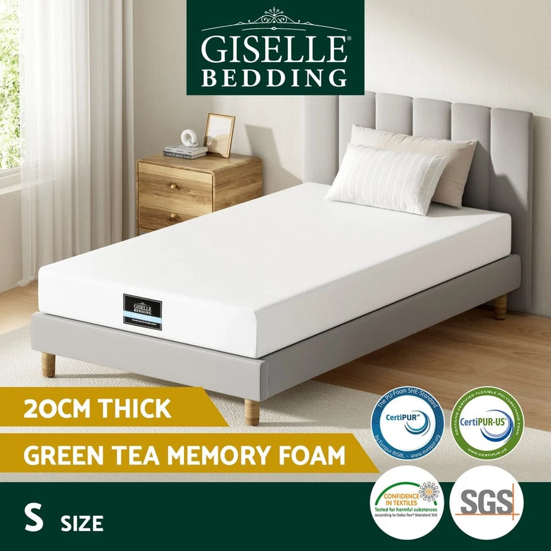 Giselle Bedding 20cm Memory Foam Mattress Green Tea Non Spring Comfort SINGLE
