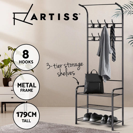 Artiss Clothes Rack Airer Coat Stand 179cm Metal Hanger Rail Closet Hook Shelf