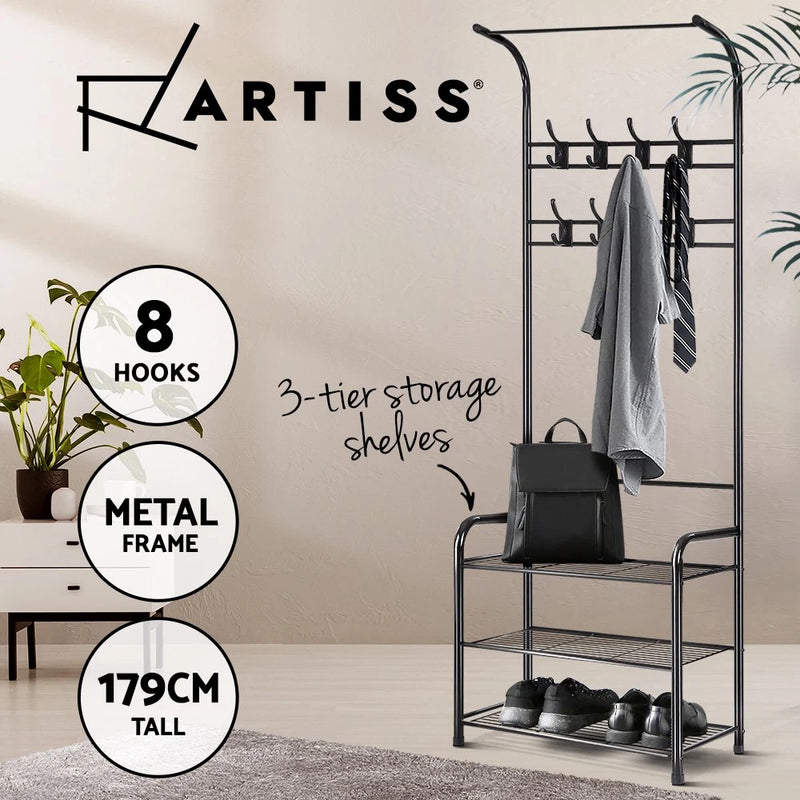 Artiss Clothes Rack Airer Coat Stand 179cm Metal Hanger Rail Closet Hook Shelf