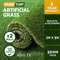 Prime Turf Artificial Grass Synthetic Fake Lawn Turf 2mx5m 20SQM Plant Mat 30mm