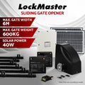 LockMaster Automatic Sliding Gate Opener Kit 40W Solar 6M 600KG