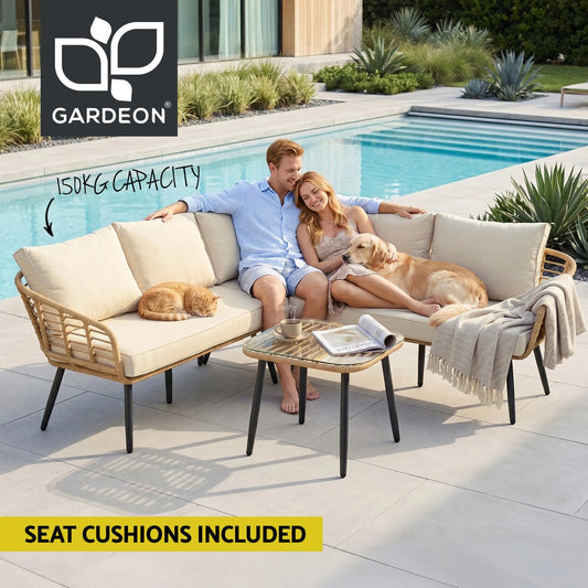 Gardeon 4-Piece Modular Outdoor Sofa Set with Cushions 5 Seater Rattan Furniture