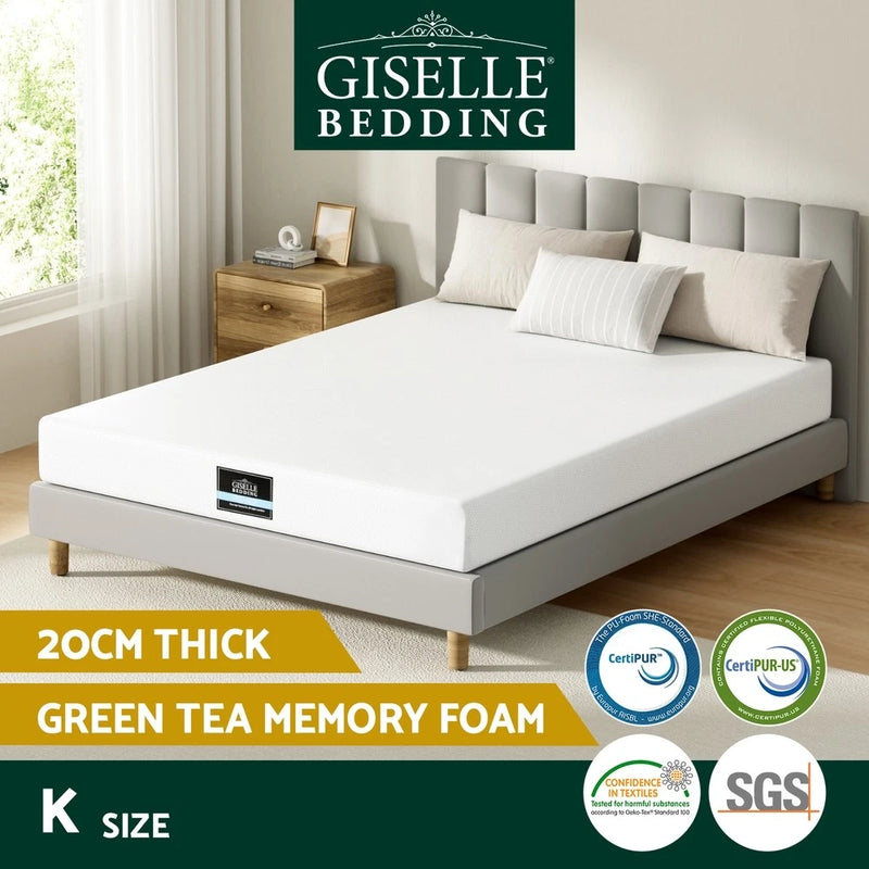 Giselle Bedding 20cm Memory Foam Mattress Green Tea Non Spring Comfort KING