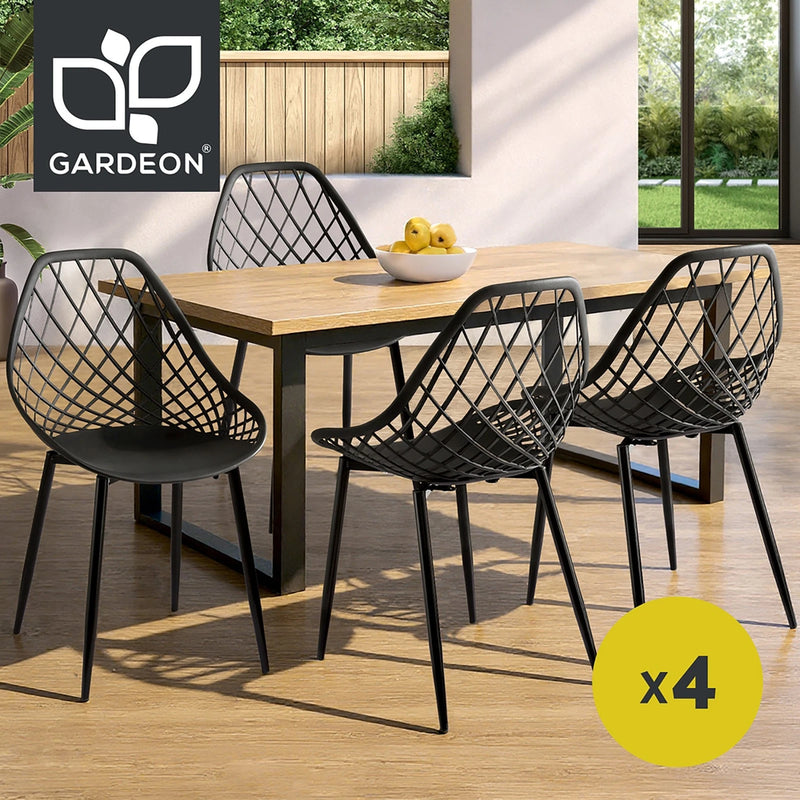 Gardeon 4PC Outdoor Dining Chairs PP Lounge Chair Patio Garden Furniture Black