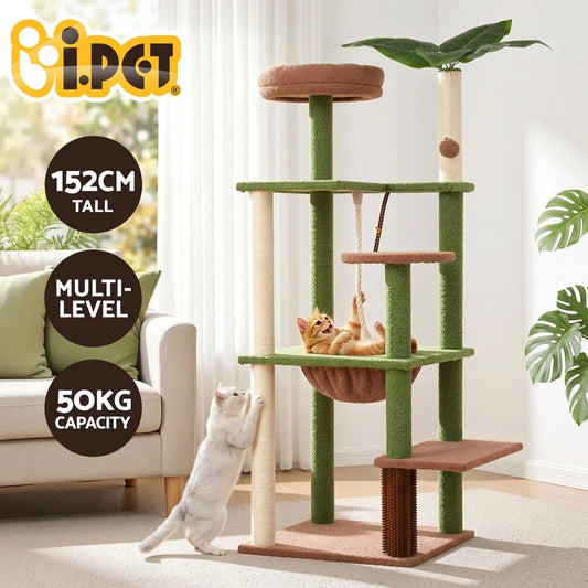 i.Pet Cat Tree Tower 152cm Jungle Multi-Level Scratching Post Leafy Canopy