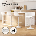 4x Artiss Bar Stools Kitchen Swivel Gas Lift Stool Leather Dining Chairs White
