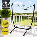 Gardeon Hammock Chair Stand Iron Frame Outdoor Chairs w/ Phone Holder Black